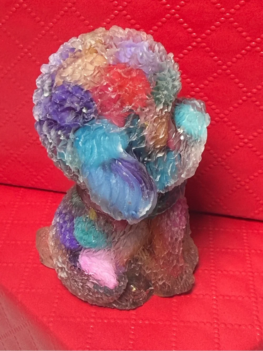 Multicolor Decorative Crystal Chip Dog Figurine - Colorful Resin Pet 1.75 inches